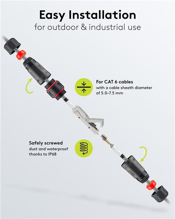 Produktbild Goobay Outdoor (IP68) Netzwerkkabel-Verbinder (Netzwerk Kupplung)