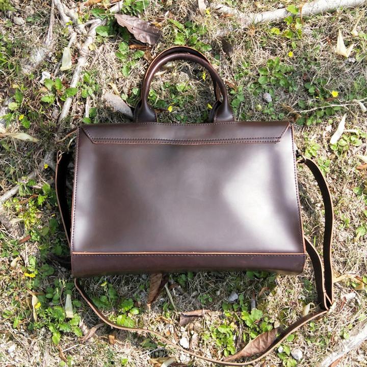 Produktbild Only-Bags.Store Laptoptasche aus veganem Leder, braune Aktentasche, braune Laptoptasche, Tasche aus veganem Leder