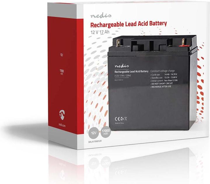 Immagine prodotto Nedis Batteria al piombo ricaricabile| Al piombo| Ricaricabile| 12 V| 17000 - (1 pz., Specifico del dispositivo, 17000 mAh)