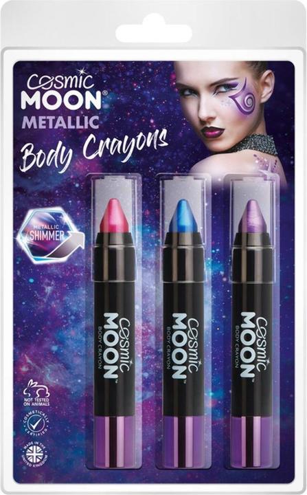 Produktbild Moon Creations Wachsmalstifte Gesichtsmalerei Metallic 3erPack (Violett, Blau, Pink, 3 x)