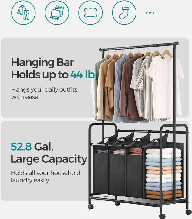 Image du produit Songmics Panier à linge 50 l, noir (50 l)