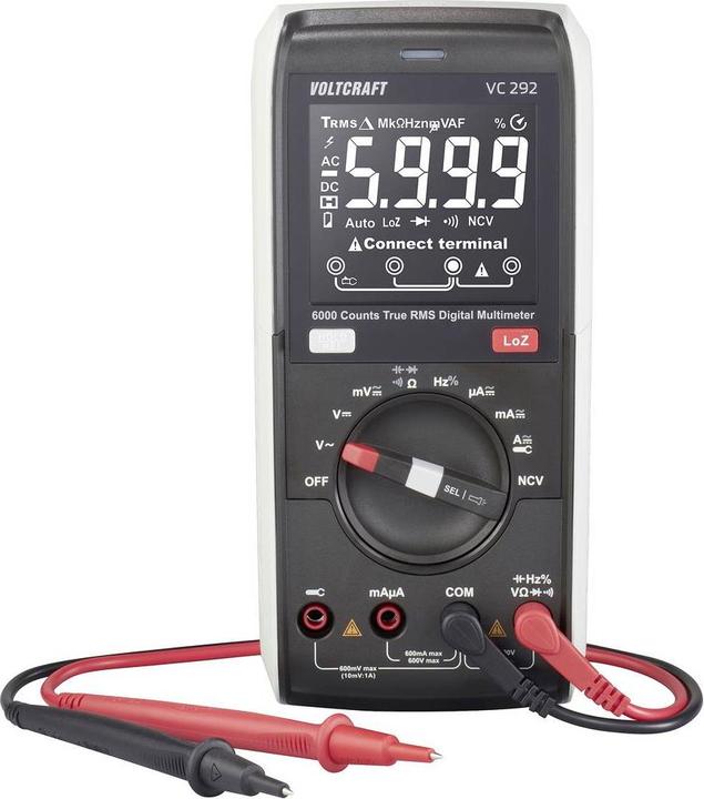 Voltcraft VC292 Hand-Multimeter kalibriert (ISO) digital CAT III 600 V Anzeige (CAT III 600V)