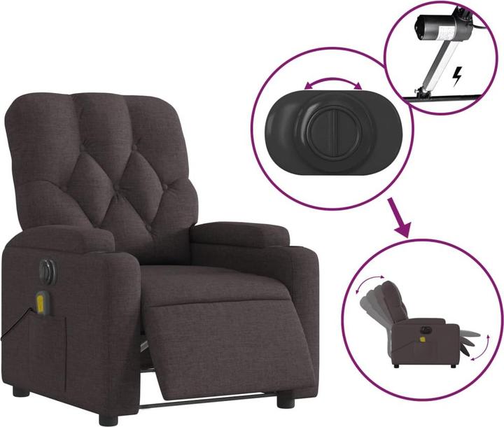 Image du produit VidaXL Fauteuil de massage Fauteuil de télévision Fauteuil de relaxation Tissu marron foncé