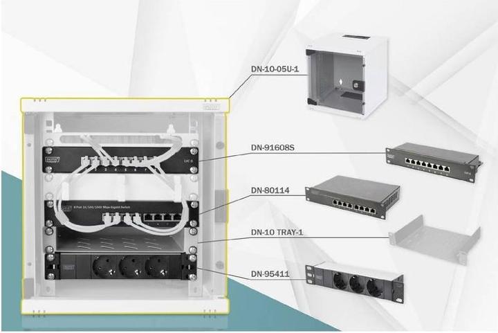Produktbild Digitus 254 mm (10") Netzwerk-Set (5.71 HE, 19 Zoll Rack)