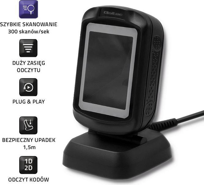 Produktbild Qoltec 50864 Barcodeleser Fester Barcodeleser 1D/2D LED (1D-Barcodes, 2D-Barcodes)