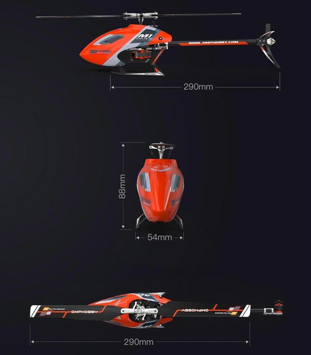 Actual product image OMP Hobby Helicopter M1 EVO Flybarless, 3D, Orange BNF