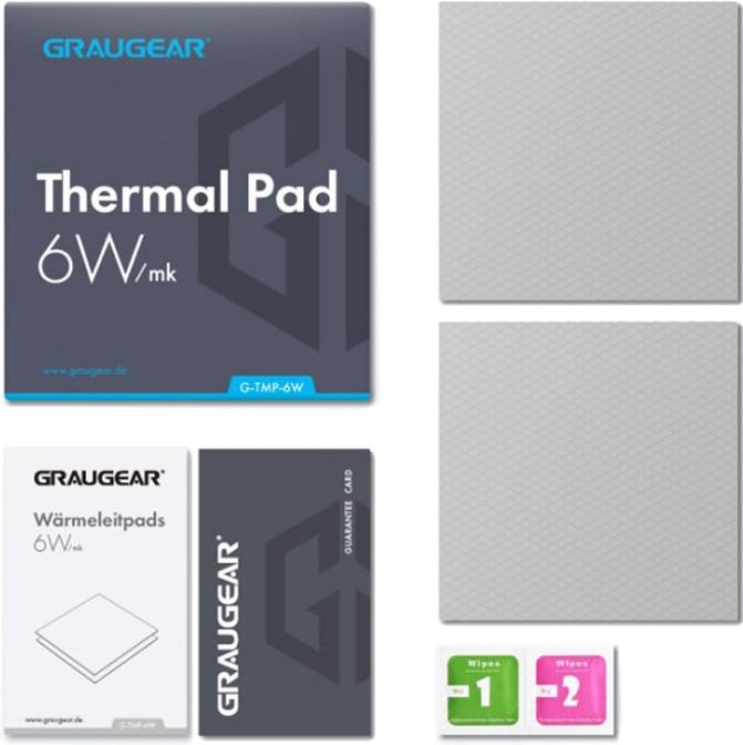 Produktbild Graugear Wärmeleitpad für CPU oder Speicher, 100 x 100 x 1 mm / 100 x 100 x 1,5 mm (1 mm, 6 W/m K)