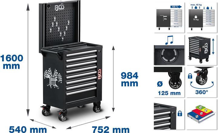 Actual product image BGS Workshop Trolley 8 Drawers with 263 Tools (263 x)