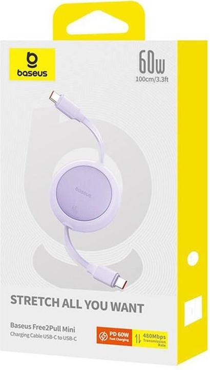 Produktbild Baseus Free2Pull Mini USB-C to USB-C 60W USB cable, 1m (purple) (1 m, USB 3.0)
