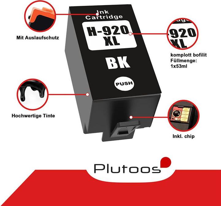 Actual product image Plutoos HP 920XL Cartridge XXL compatible, Black CD975AE