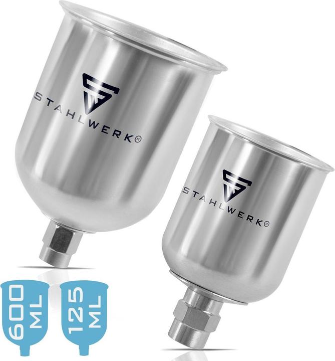 Produktbild Stahlwerk Alu Lackierbecher Set / Fliessbecher 125 ml und 600 ml Farbbecher