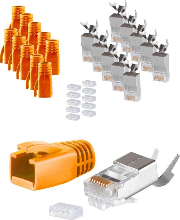 Produktbild Shiverpeaks ®-BASIC-S--Netzwerk Modular Stecker RJ45 SET für Verlegekabel bis AWG 23, Stecker mit Zugentlastung (Netzwerkkabel Stecker)