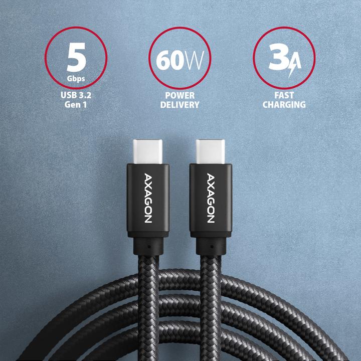 Actual product image Axagon USB C – USB C (2 m, USB 3.2 Gen 1)