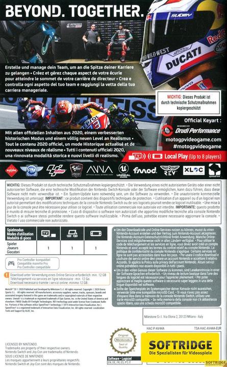 Actual product image Milestone MotoGP20 (Switch, Multilingual)