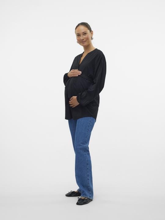 Image du produit Mamalicious Coupe normale Col mandarin Poignets élastiques Top manches ballon Blouse (L)