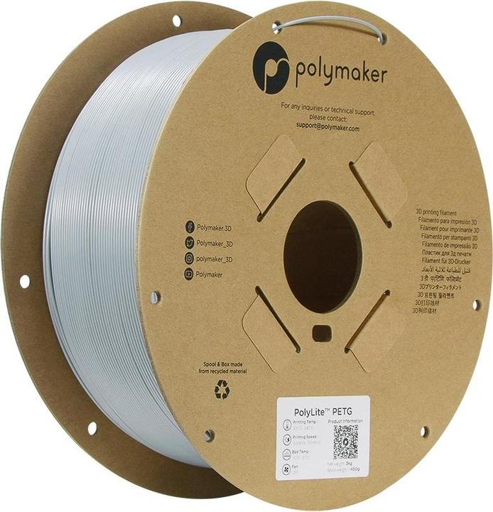 Immagine prodotto Polymaker PolyLite PETG (PETG, 1.75 mm, 3000 g, Grigio)
