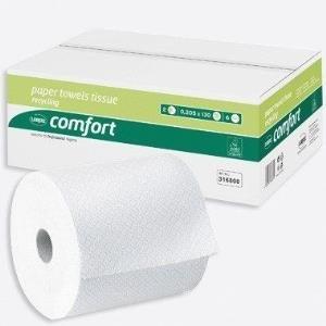 Actual product image Wepa Comfort towel roll, 2-ply, tissue, bright white embossed lines, blue glue, sheet width: 205 mm