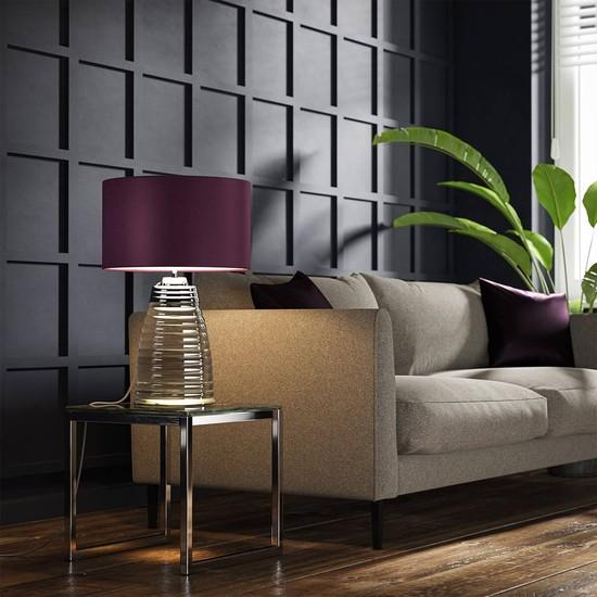 Produktbild Elstead Lighting Milne Tischleuchte E27 Poliertes Nickel Aubergine dunkel-lila (620 lm, E27)