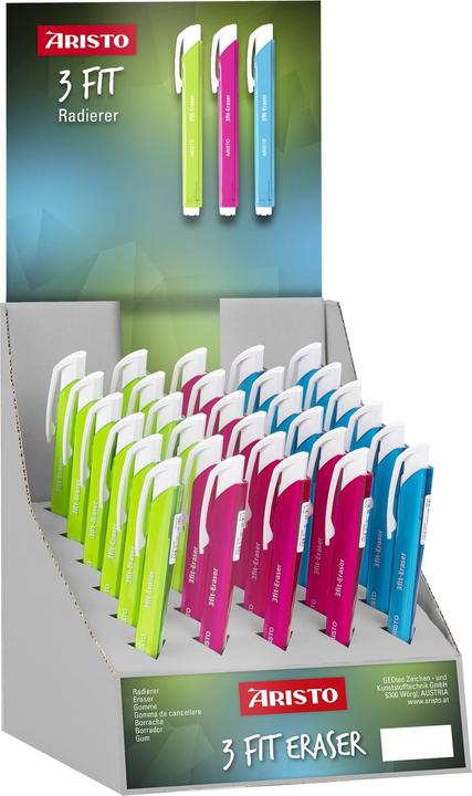 Aristo Eraser pencil 3Fit Display 30, 10 x each blue, green, violet