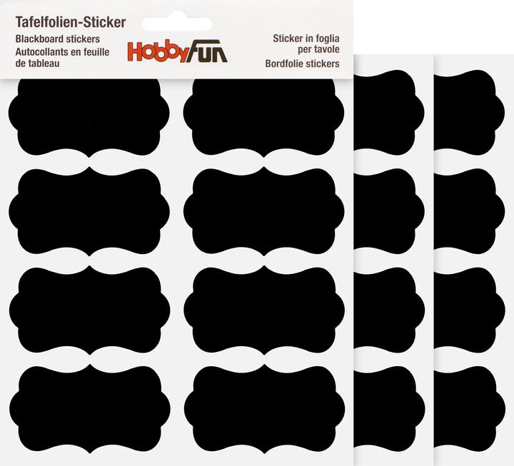 Produktbild Hobby Fun Tafelfolien-Sticker "Rechteck - geschwungen", 3 Bogen à 8 Stück