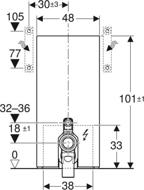 Actual product image Geberit Monolith PLUS sanitary module for stand-alone toilet, 101cm, water connection on side, with