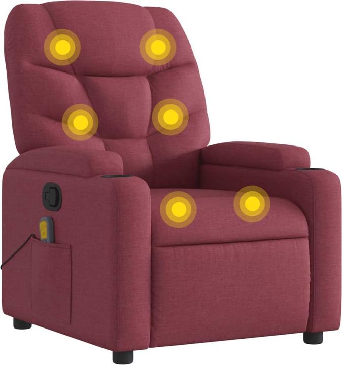 Actual product image VidaXL Massage chair wine red fabric,Colour: Wine red,Material: Fabric