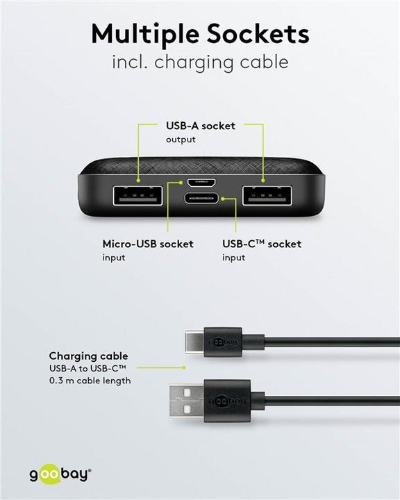 Produktbild Goobay Powerbank Kompakt 5.000 mAh (5000 mAh, 10.50 W, 3.70 Wh)