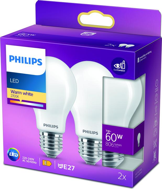Image du produit Philips Lampe (E27, 7 W, 806 lm, 2 x, E)
