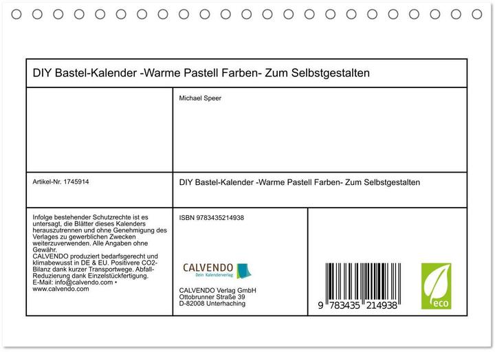 Produktbild DIY Bastel-Kalender -Warme Pastell Farben- Zum Selbstgestalten (Tischkalender 2025 DIN A5 quer), CAL (A5, Deutsch)