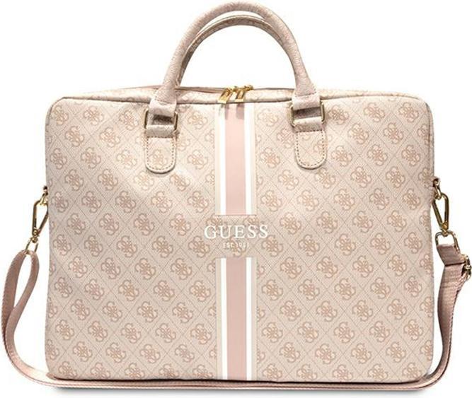 Guess PU 4G bedruckte Streifen-Computertasche 15|16" Pink (16")
