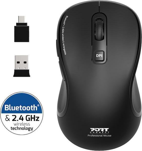 Actual product image Port Designs Souris Bluetooth & 2,4Ghz rech. USB A&C Essential (Wireless)