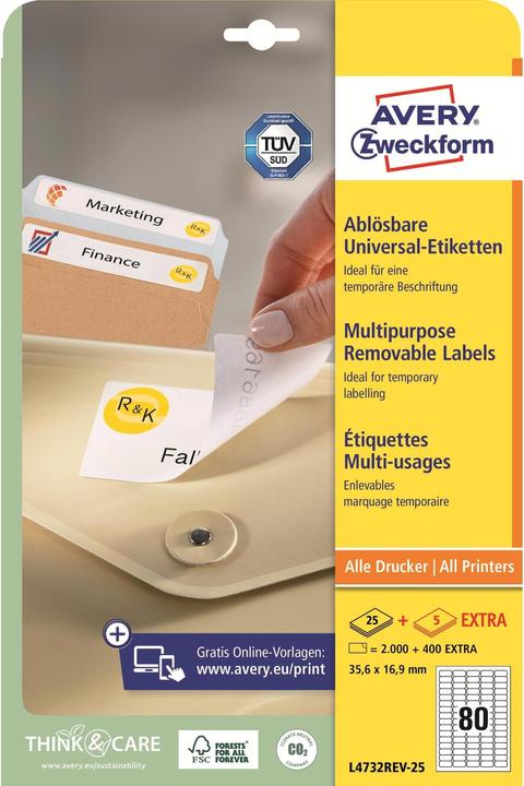Actual product image Avery Universal labels