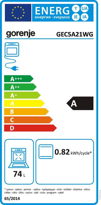 Label énergétique Gorenje Gore Herd GEC 5A21WG A wh