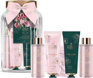 Grace Cole Körperpflege-Geschenkset im Glasgefäss Rose Pfingstrose 5 Stück (Körperpflegeset)