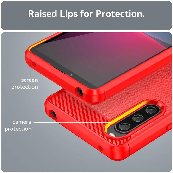 Produktbild König Design Hülle Handy Schutz für Sony Xperia 10 V Case Cover Etuis Bumper Carbon Schale (Sony Xperia 10 V)