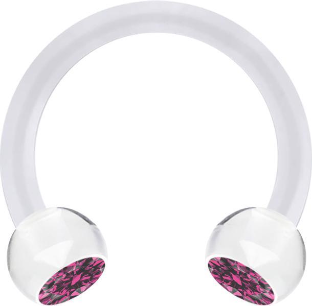 Produktbild Star Piercing Micro Circular Barbell transparent mit zwei Kugeln Kristall pink (Acryl, ohne Messing)