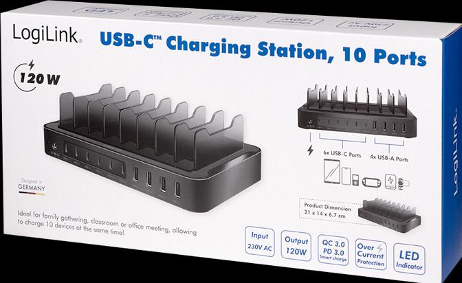 Produktbild LogiLink USB-C Ladestation (120 W)