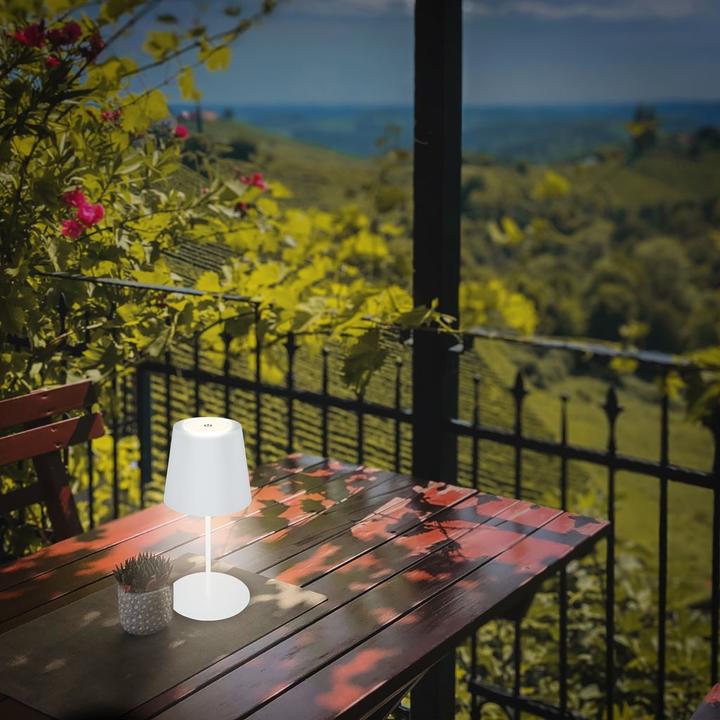 Image du produit B.K.Licht Lampe de table LED rechargeable, IP44, 2,5W, blanc