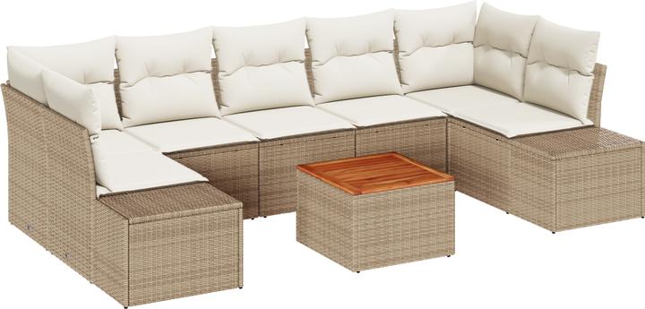 Produktbild VidaXL 8-tlg. Garten-Sofagarnitur mit Kissen Beige Poly Rattan