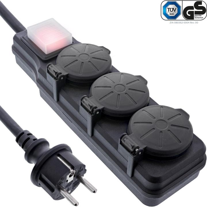 Actual product image InLine Outdoor socket strip (3 x, CEE 7/3, 5 m)