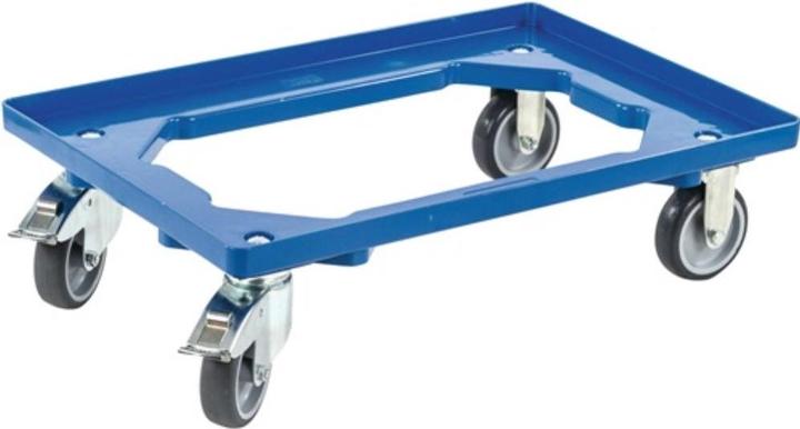 Allit Kistenroller Tragfähigkeit 250 kg Gummi-Bereifung L600xB400mm Kunststoff blau (300 kg)