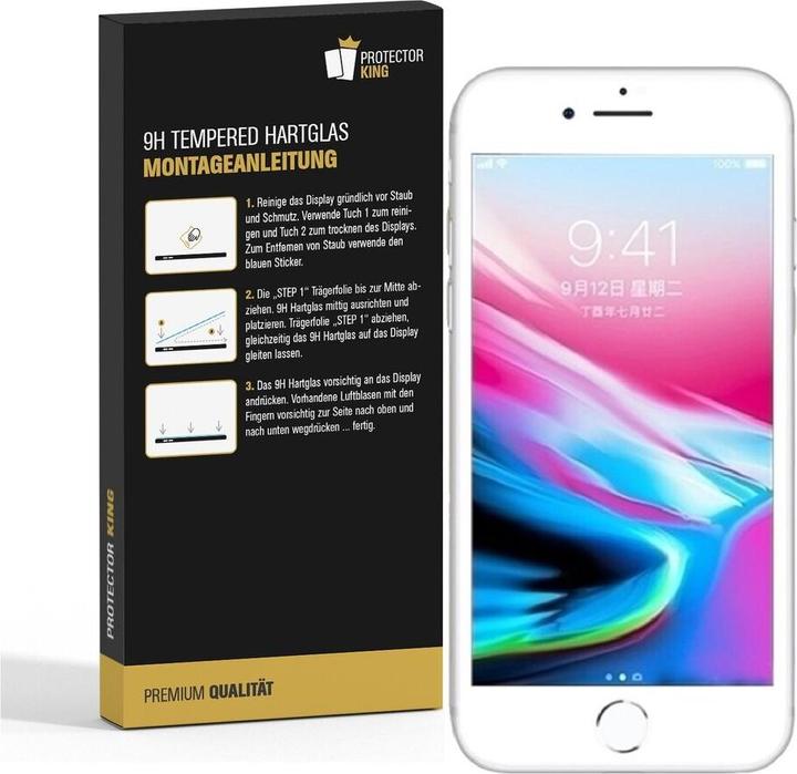 Produktbild Protectorking 3x echtes Tempered 9H Panzerhartglas 3D KLAR (3 Stück, Apple iPhone 8)
