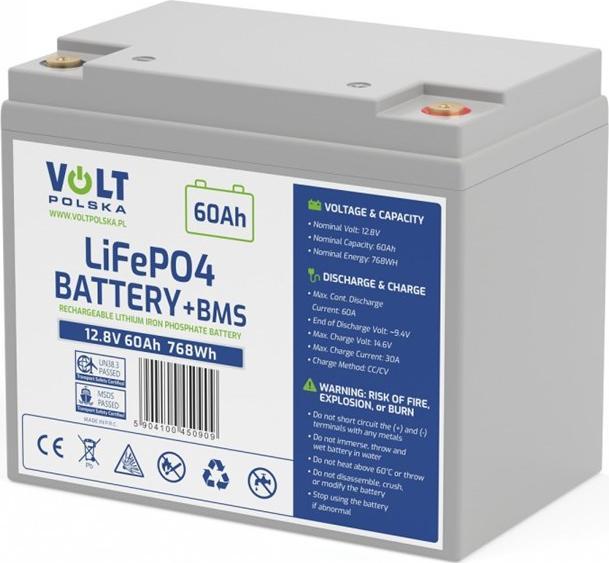 No Name VOLT POLSKA LITHIUM PHOSPHATE DE FER BATTERIE LiFePO4 12V 60Ah 60A (12 V, 60 Ah)