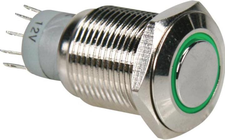 Produktbild Velleman Round Metal Switch Spdt 1No 1Nc Green Ring