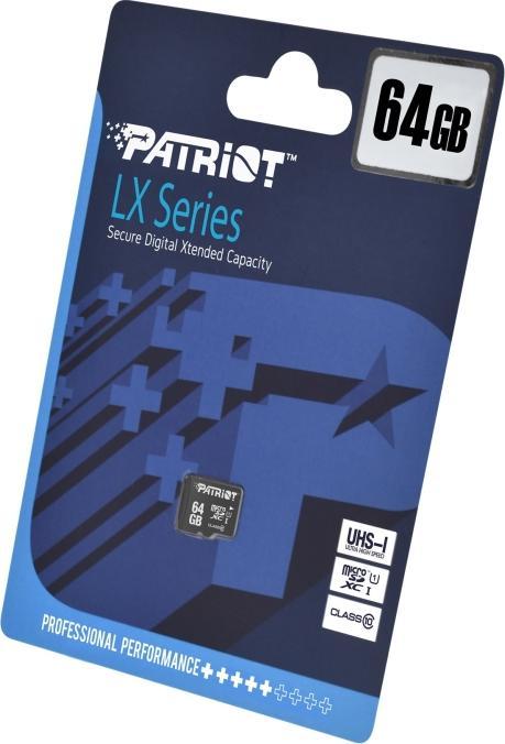 Produktbild Patriot MicroSDXC UHS-I Klasse 10 (64 GB, microSDXC, U1, UHS-I)