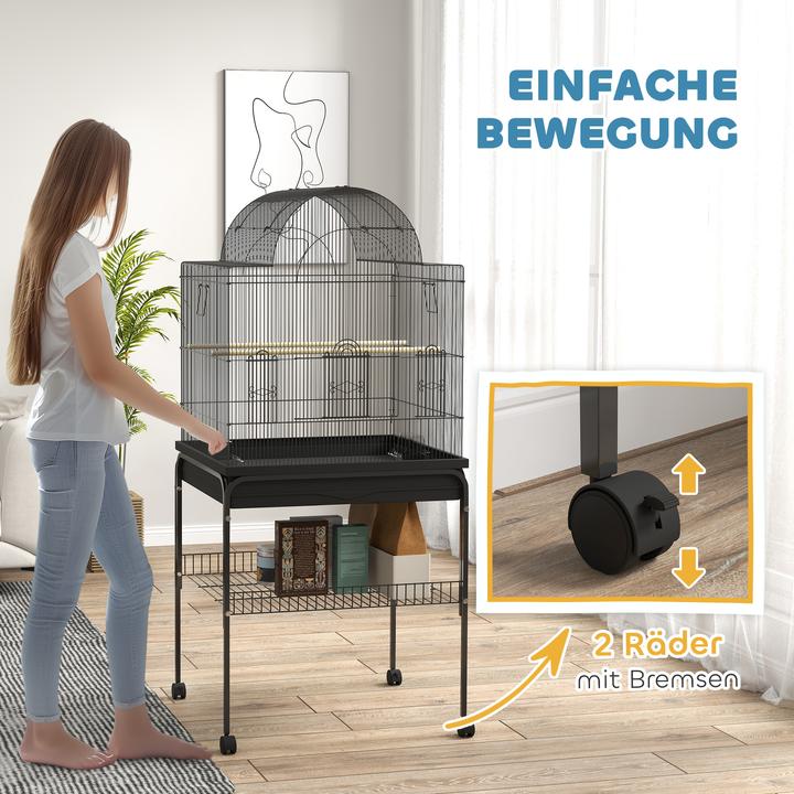 Produktbild PawHut Vogelkäfig Stahl, Kunststoff Schwarz