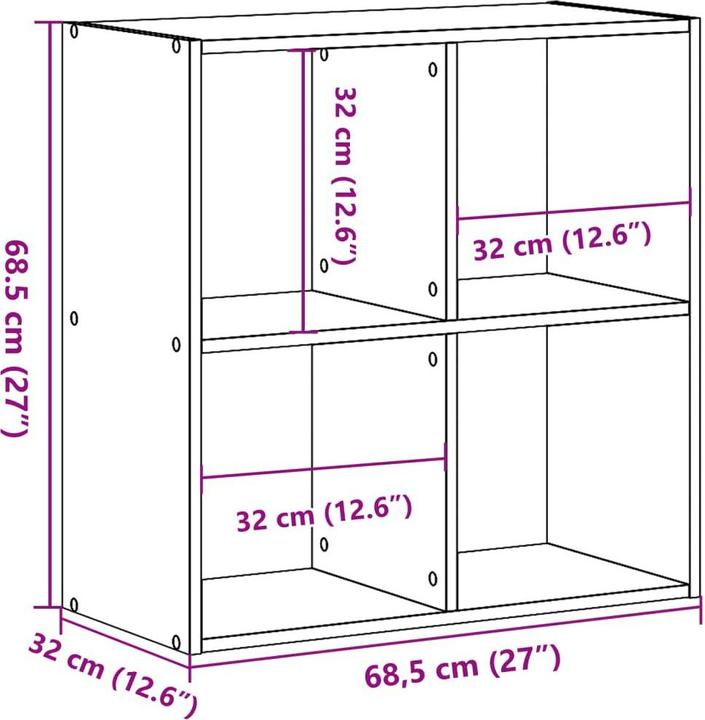 Produktbild VidaXL Bücherregal (68.5 x 32 x 68.5 cm)