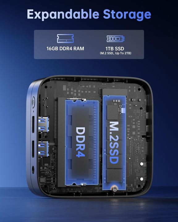 Image du produit NiPoGi Mini-PC E1 mit Intel Twin Lake N150, unterstützt 4K UHD (Intel N150, 16 Go)
