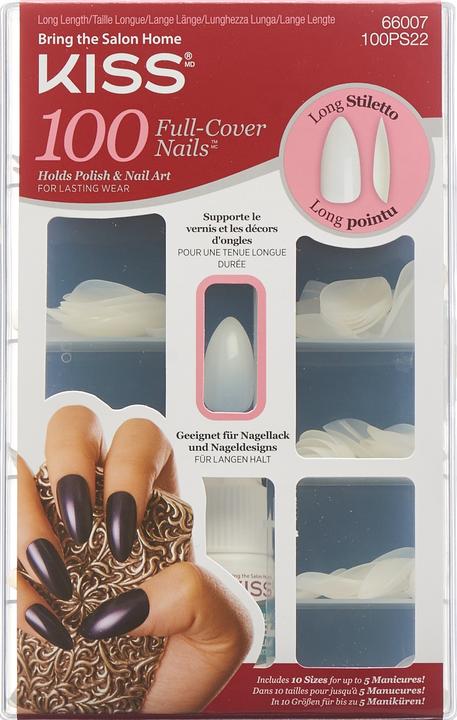Produktbild KISS Plain nails - full cover and tips - Stiletto (Kunstnägel, Transparent)