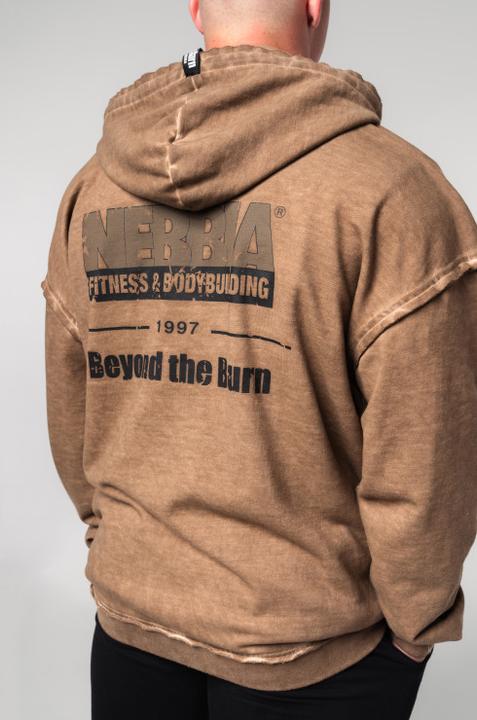 Image du produit Nebbia Washed-off Hoodie mit Reissverschluss Gym Bro 362 - light brown (L)